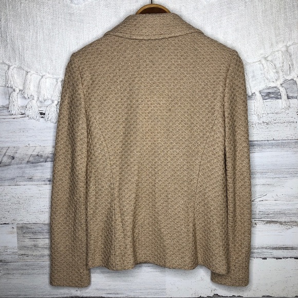 St. John Camel Melange moto zip shimmer blazer - Picture 4 of 8